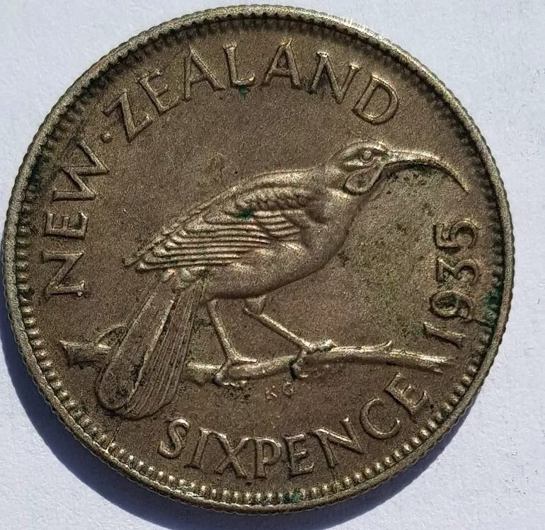1935 Sixpence New Zealand George V UNC, low mintage 560k