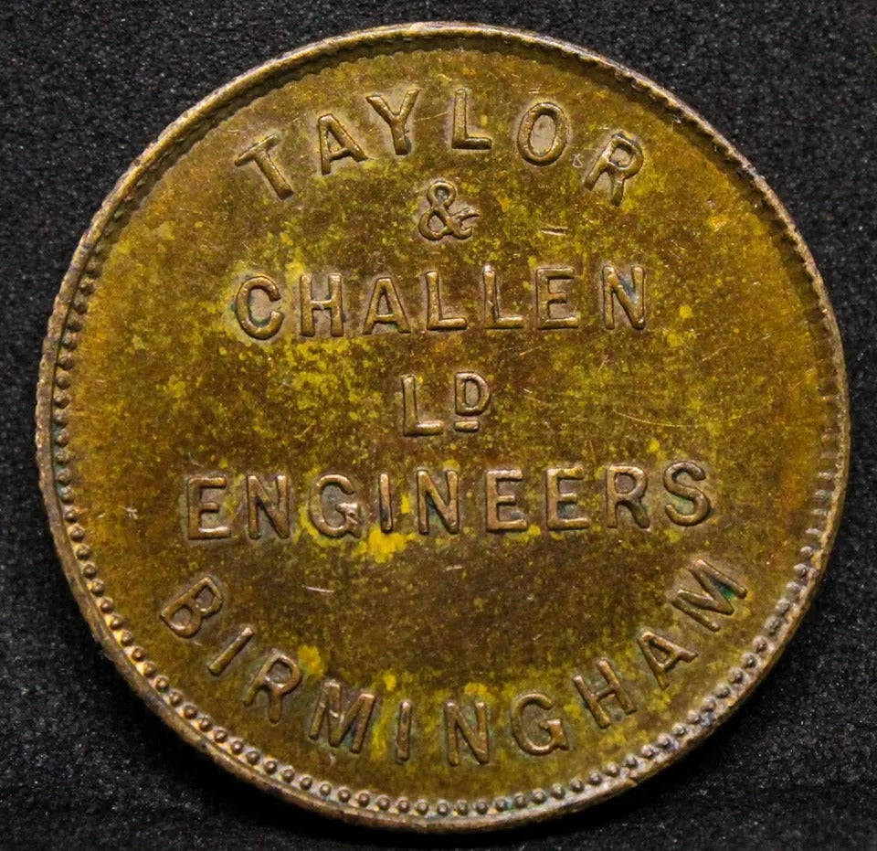 Taylor & Challen Advertising Token. Birmingham Late 19thC ND Coin Press