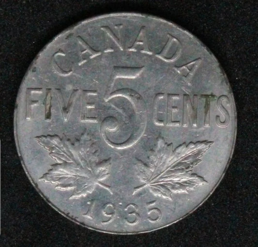 1935 5 Cent Canada, George V, rare in high grade, UNC