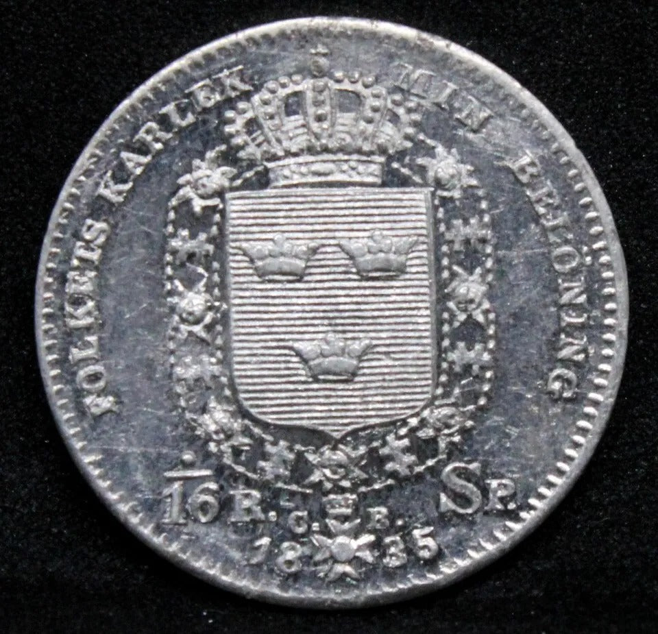 1/16 Riksdaler 1835. Sweden. Carl XIV Johan. KM-644 UNC