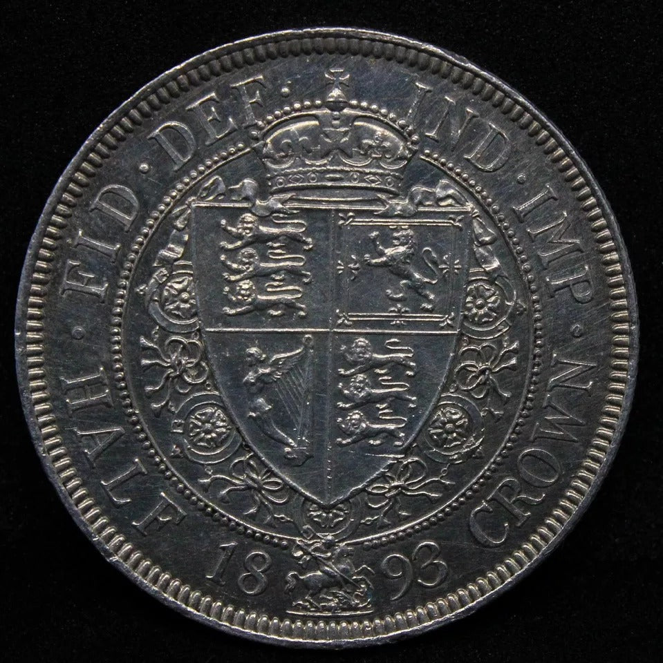 1/2 Crown 1893 Early Strike. Queen Victoria. S.3938, Hairlines in fields