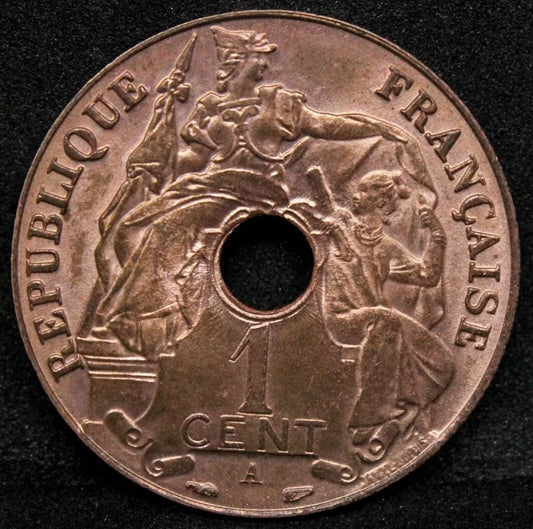 1937 French Indo-China Centime KM 12.1 UNC with mint bloom lustre