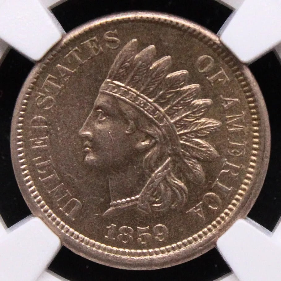 1 Cent 1859, United States USA Coin. UNC NGC MS62