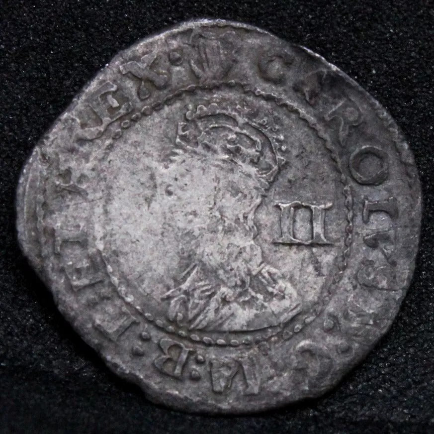 HALFGROAT 1635-6 CHARLES I, TOWER MINT, MM-HARP. S.2828