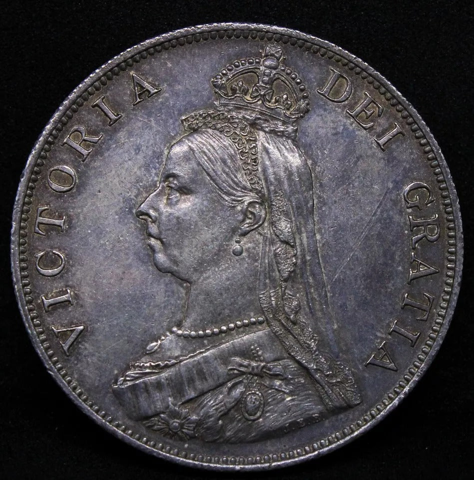 1887 Double Florin, Queen Victoria. S.3923, (Arabic 1) EF