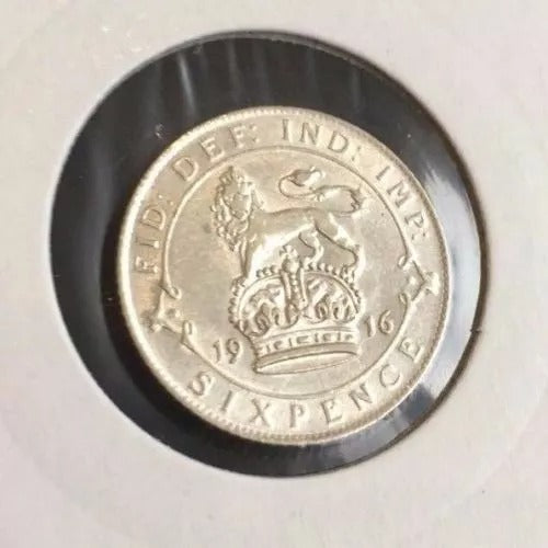 1916 6 pence George V Silver Coin Six Pence