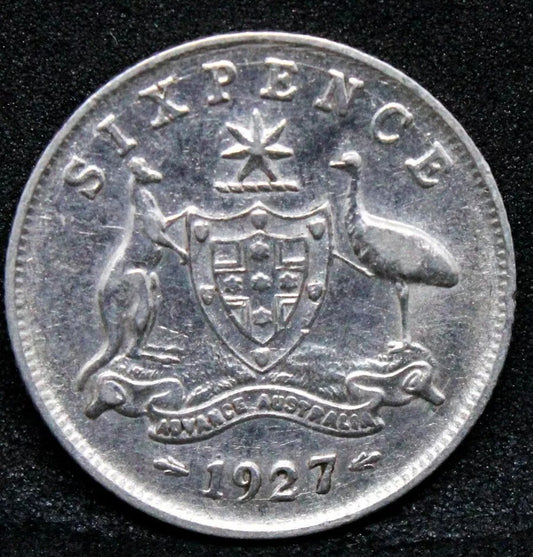 1927 Sixpence. Australia: George V , Km#25 nEF