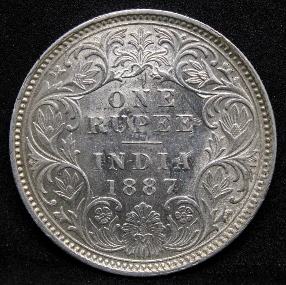 1 Rupee 1887-C, British India, Victoria. KM#?492. Silver coin BU. Ghosting DDR!
