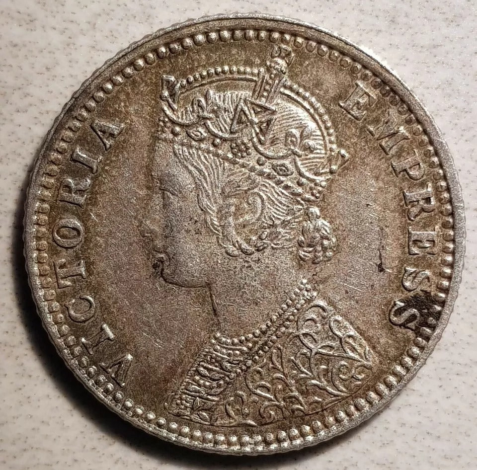 1889 1/4 Rupee British-India Victoria, KM 490 High Grade