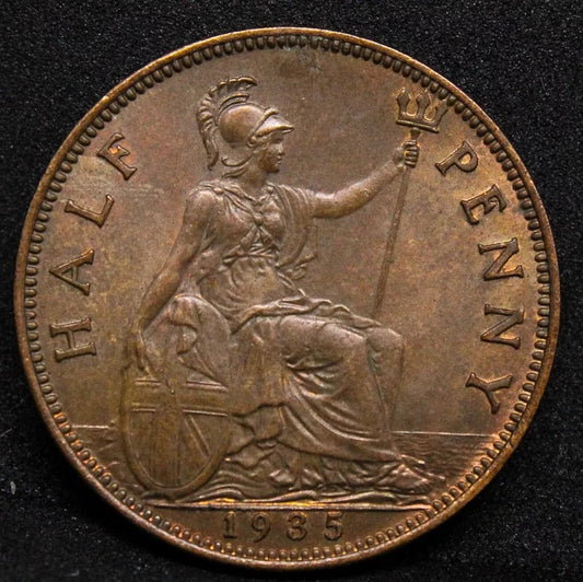1935 1/2 penny, George V. S.4058 UNC
