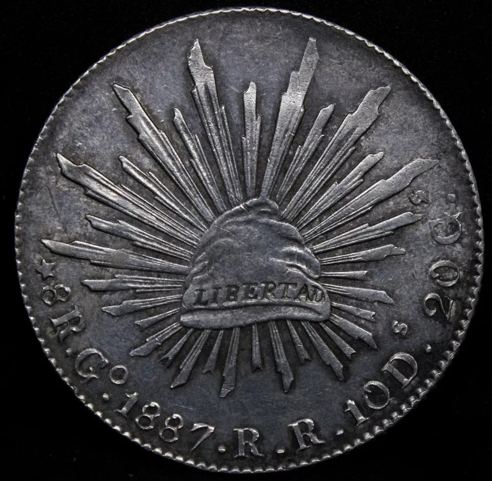 8 Reales 1887 Go-RR, Mexico. KM#377.8 (Guanajuato mint) aUNC