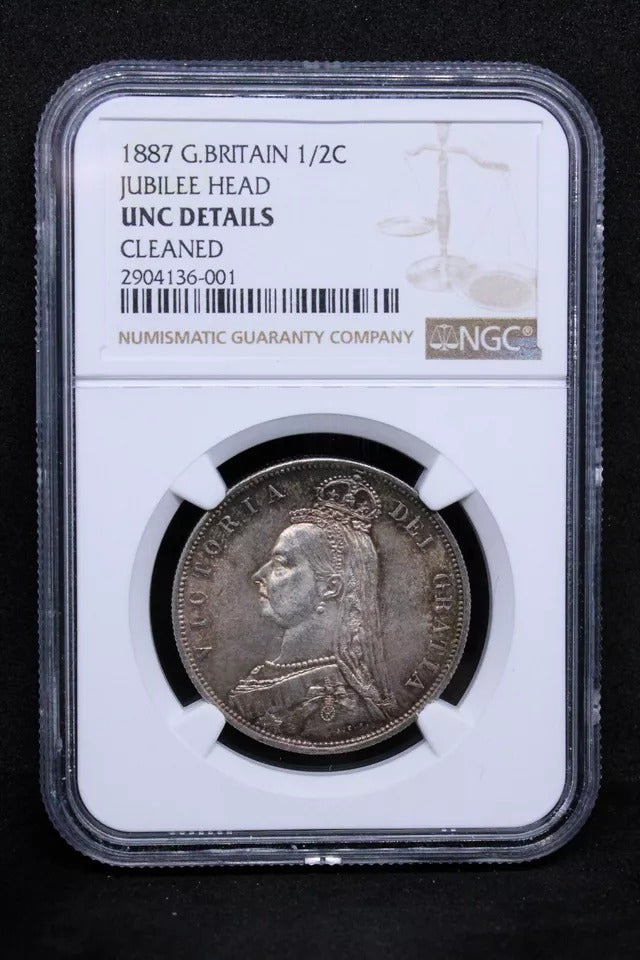 1/2 Crown 1887, Queen Victoria. S.3924. NGC UNC-cleaned