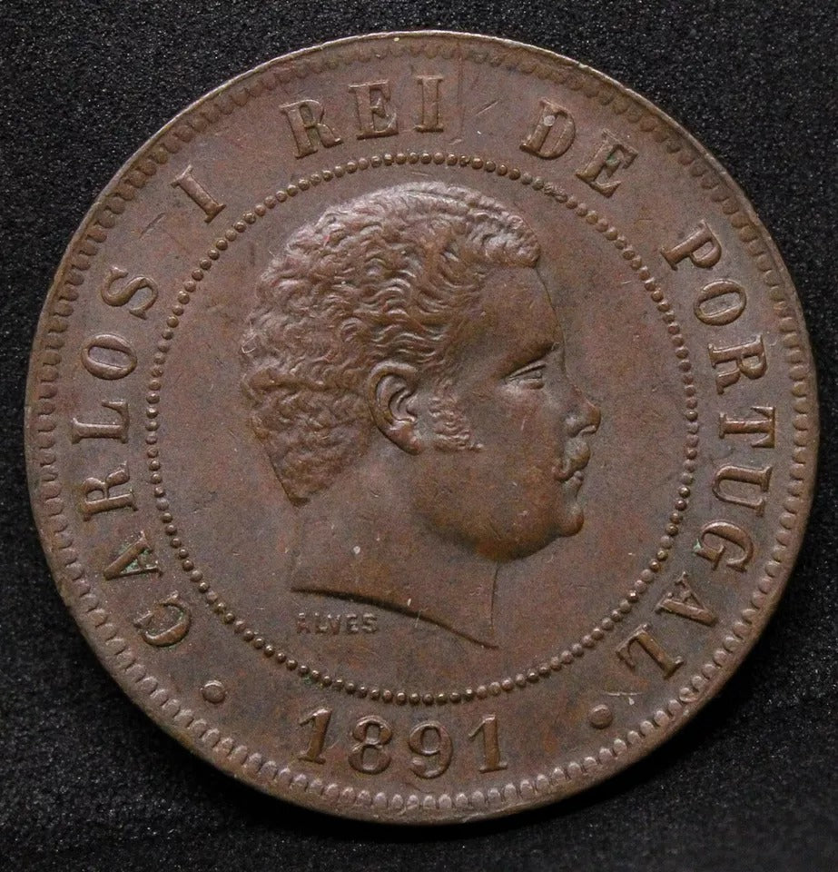 20 Reis 1891 Portugal. Carlos I. KM-533. UNC