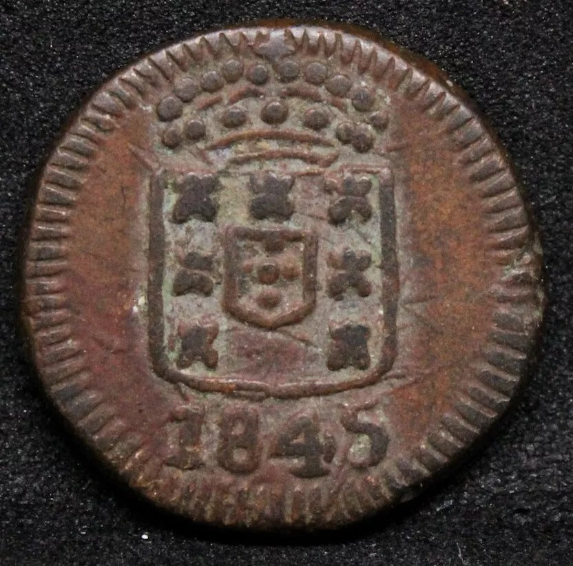 6 Reis 1845 Portugal-Goa. Queen Maria II. KM-259 gVF