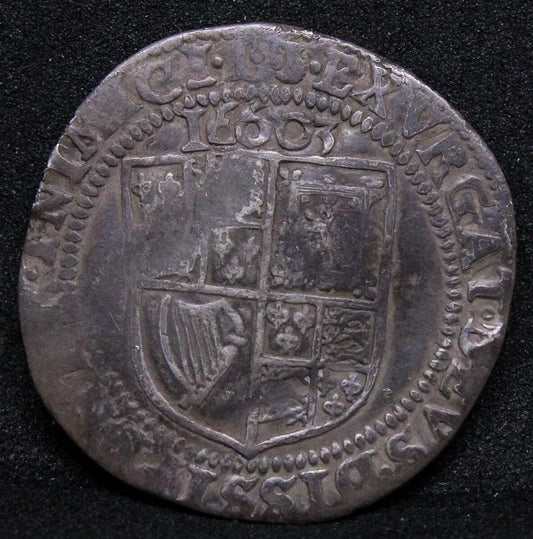 1603 (16603 error date) James 6 Pence. MM > thistle. S.2647. Hammered Silver