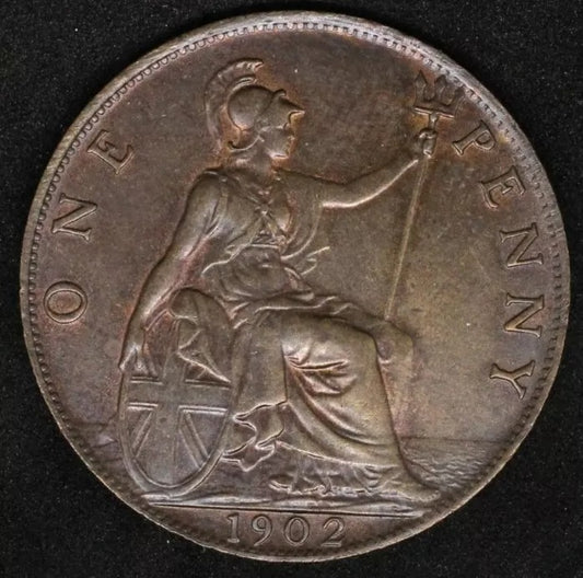 1902 Penny Edward Vii UNC +RED