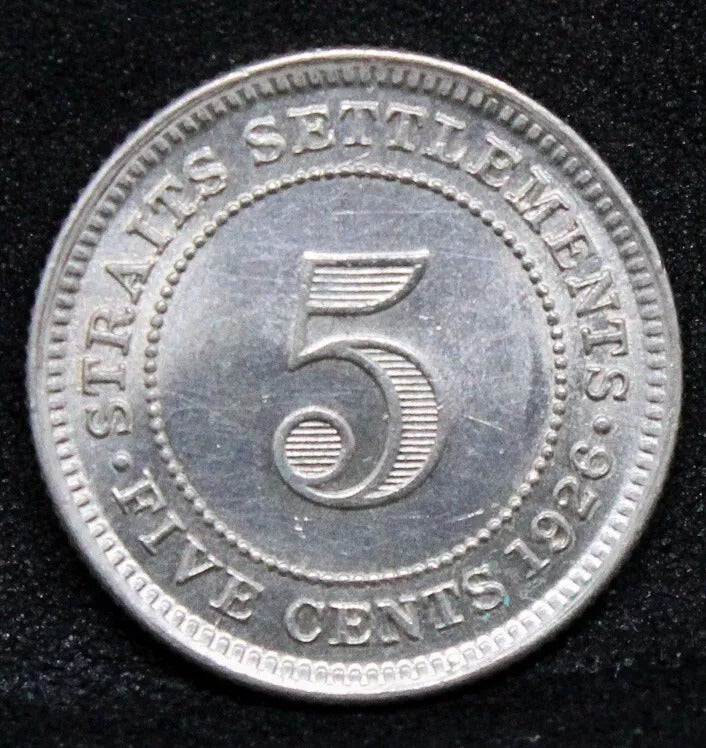 1926 5 cents straits settlements, George V. KM-36. UNC #2