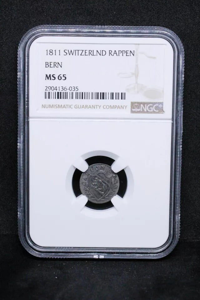 1 rappen 1811, Bern Swiss Cantons. KM-172. UNC NGC MS65 TOP POP