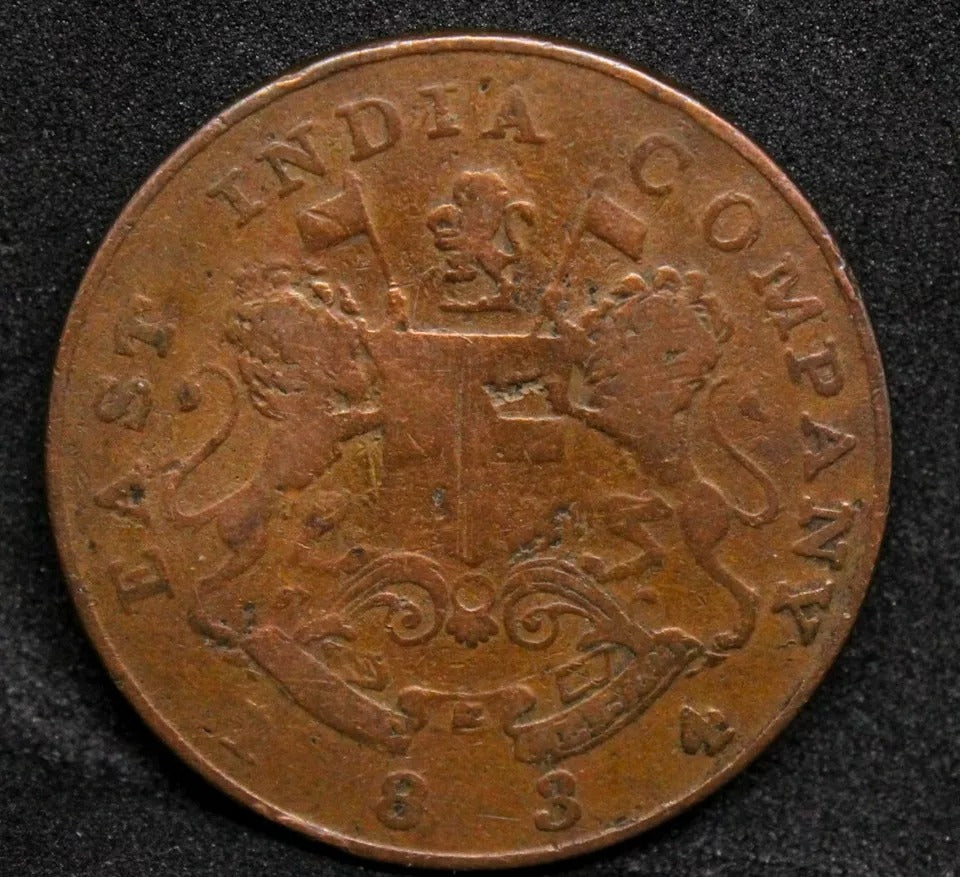 1834 1/2 Anna, British-India, East India Company. KM-253 aVF