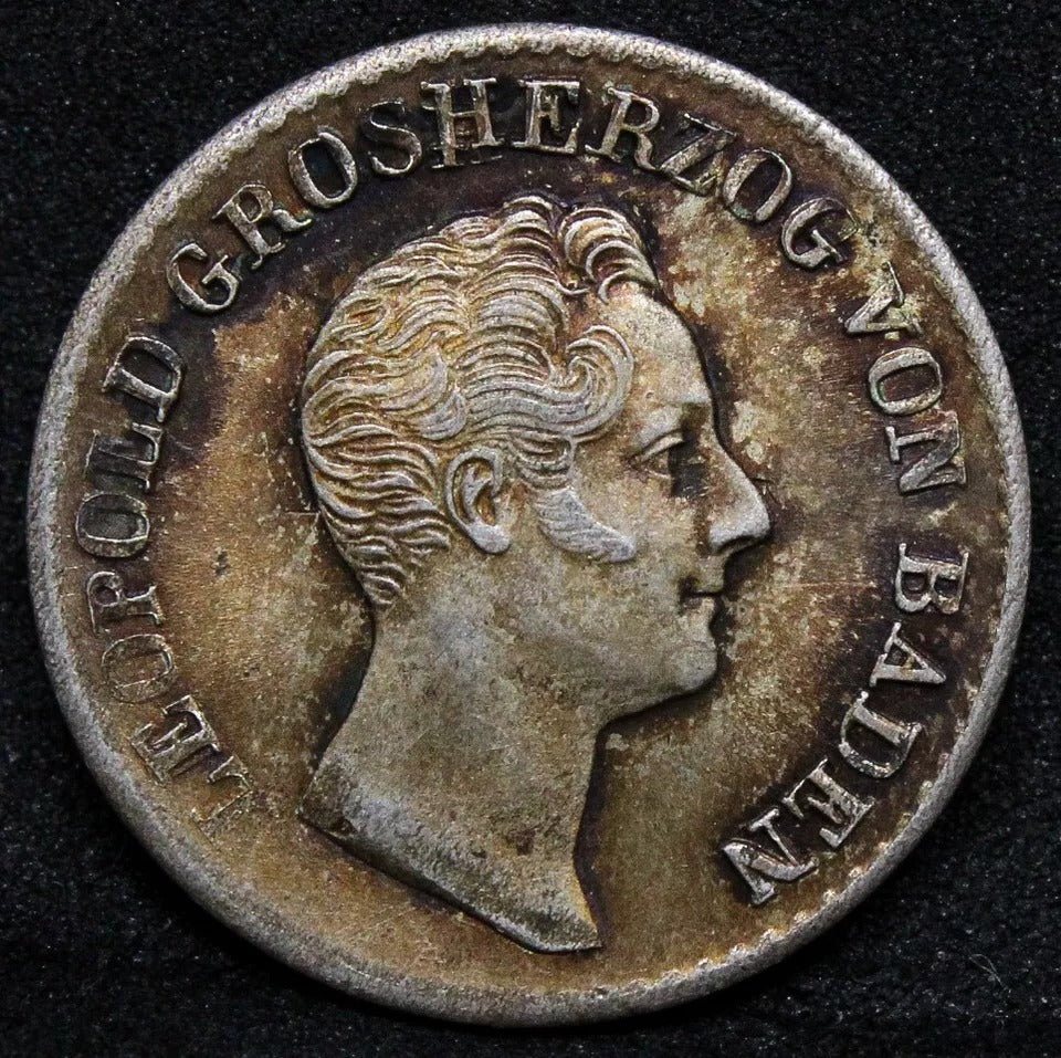 3 Kreuzer 1836. Baden, German States Issue. Ludwig I. KM-199. UNC+toned