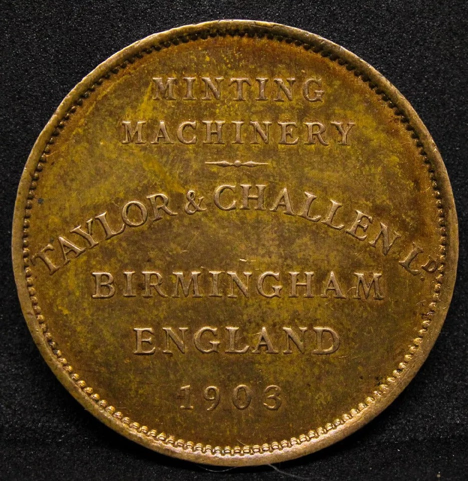 Taylor & Challen, Ltd. Minting Machinery Bronze Advertising Token 1903 UNC rare