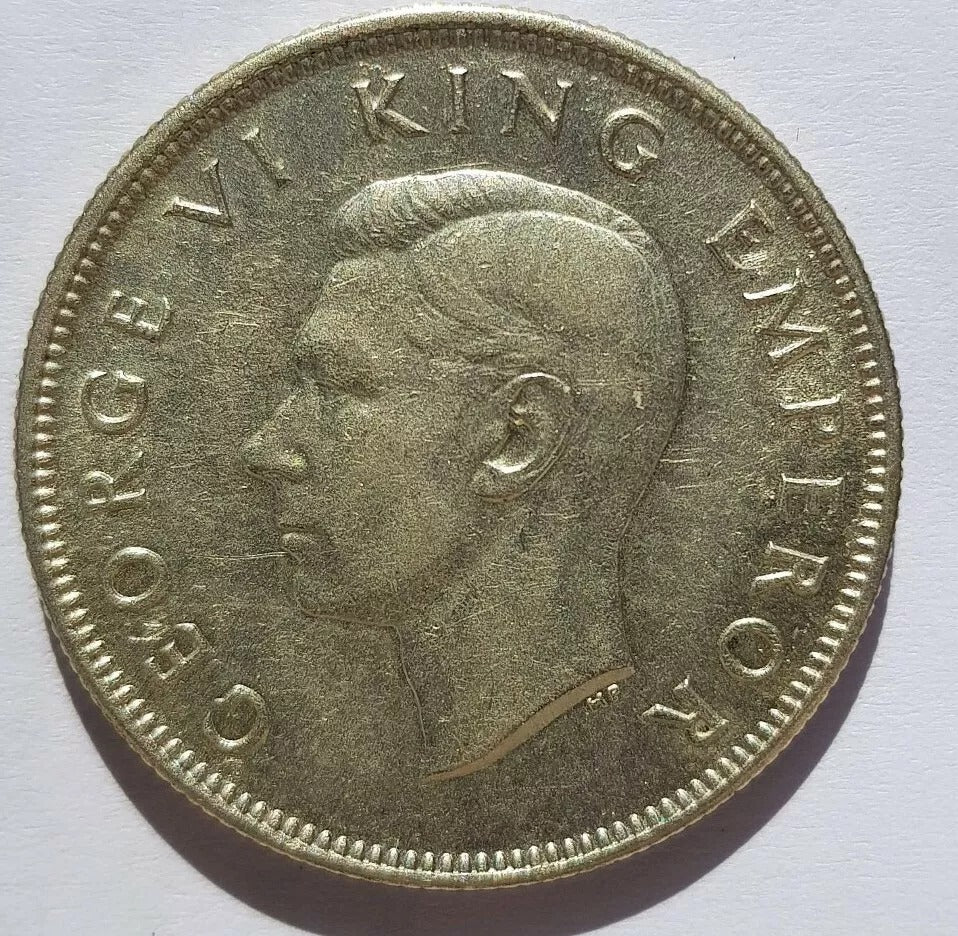 1943 Florin GEF, New Zealand, George VI, Rare