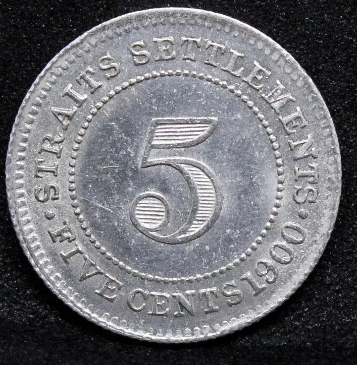 5 cents 1900, Victoria Straits settlements silver coin. KM-10 UNC
