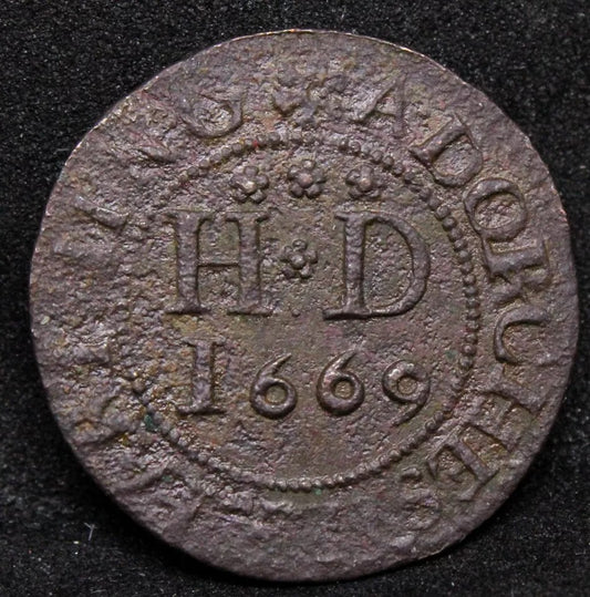 17th Century Token, Dorset, Dorchester, Town Farthing, 1669 token