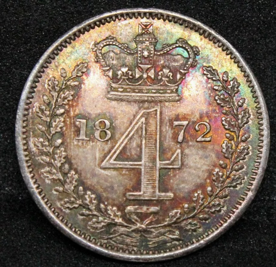 1872 Maundy 4 Pence, Queen Victoria. S.3917 UNC+colour