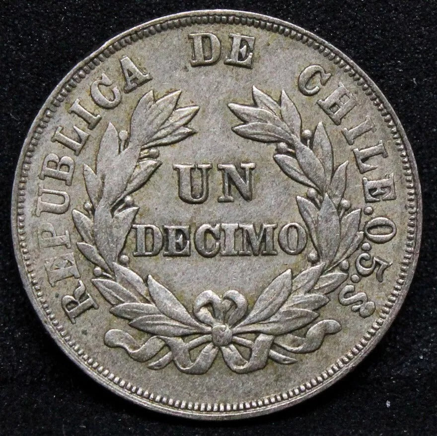 Un Decimo 1894/3 (overdate). Chile. KM-136.3. EF