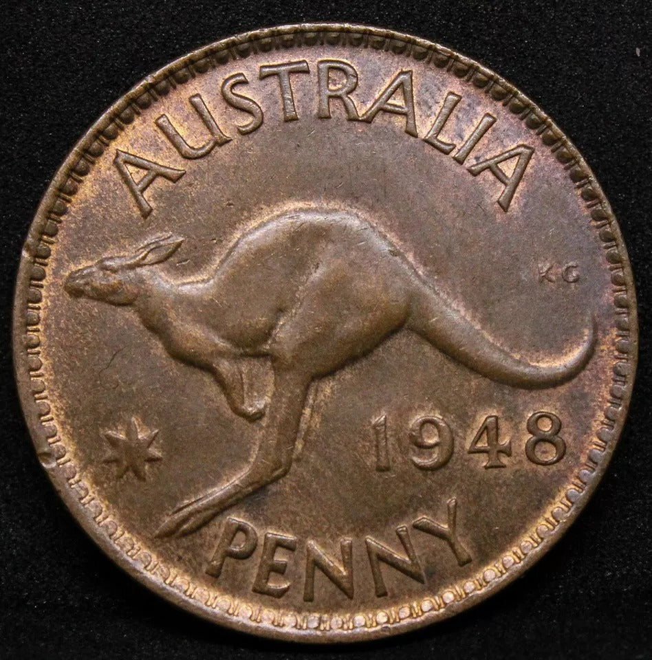 1 Penny 1948, Australia George VI, KM-36. UNC