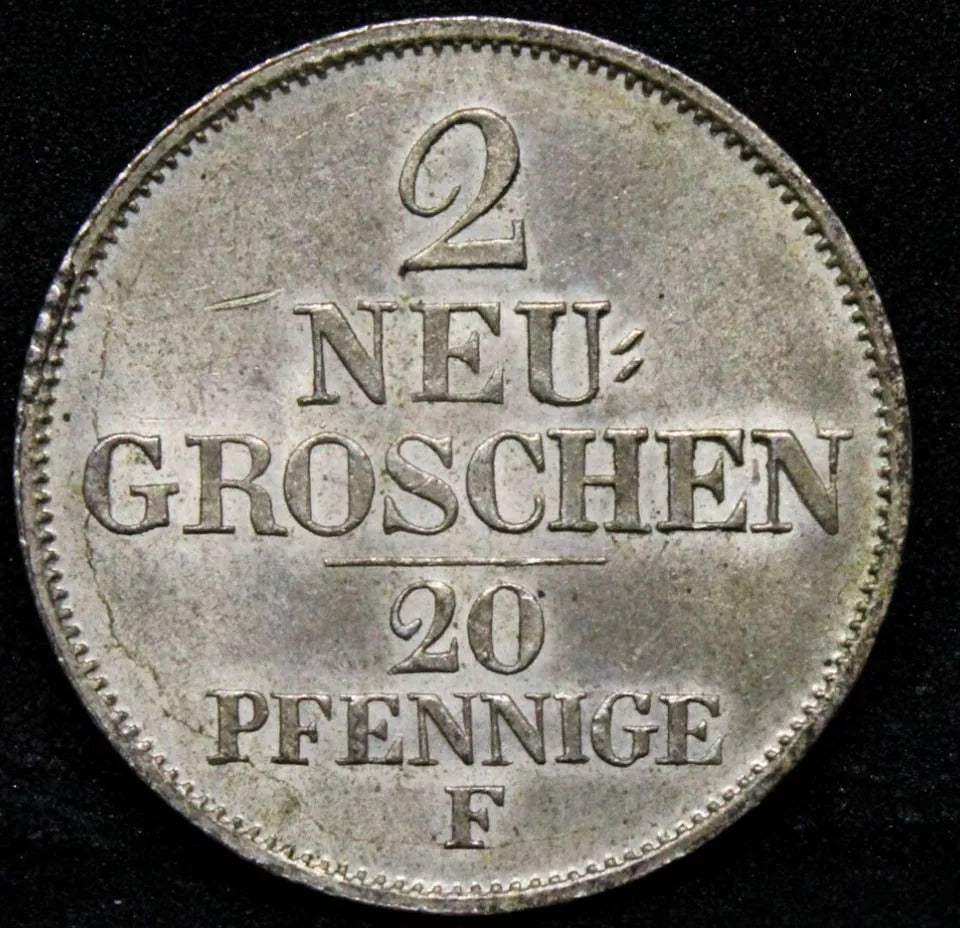1847 2 Neugroschen / 20 Pfennige - Friedrich August II. KM# 1160. EF