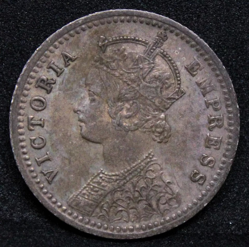 1891-C incuse 1/4 Rupee British-India Victoria, KM 490 EF #2