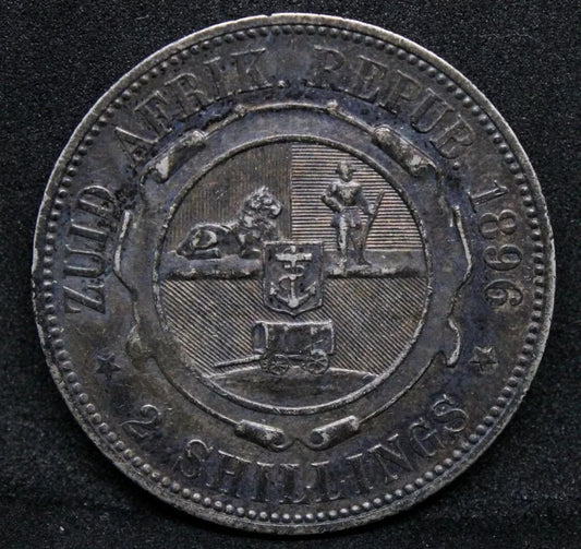 1896 2 Shillings South Africa Republic . Km-6 aU #2