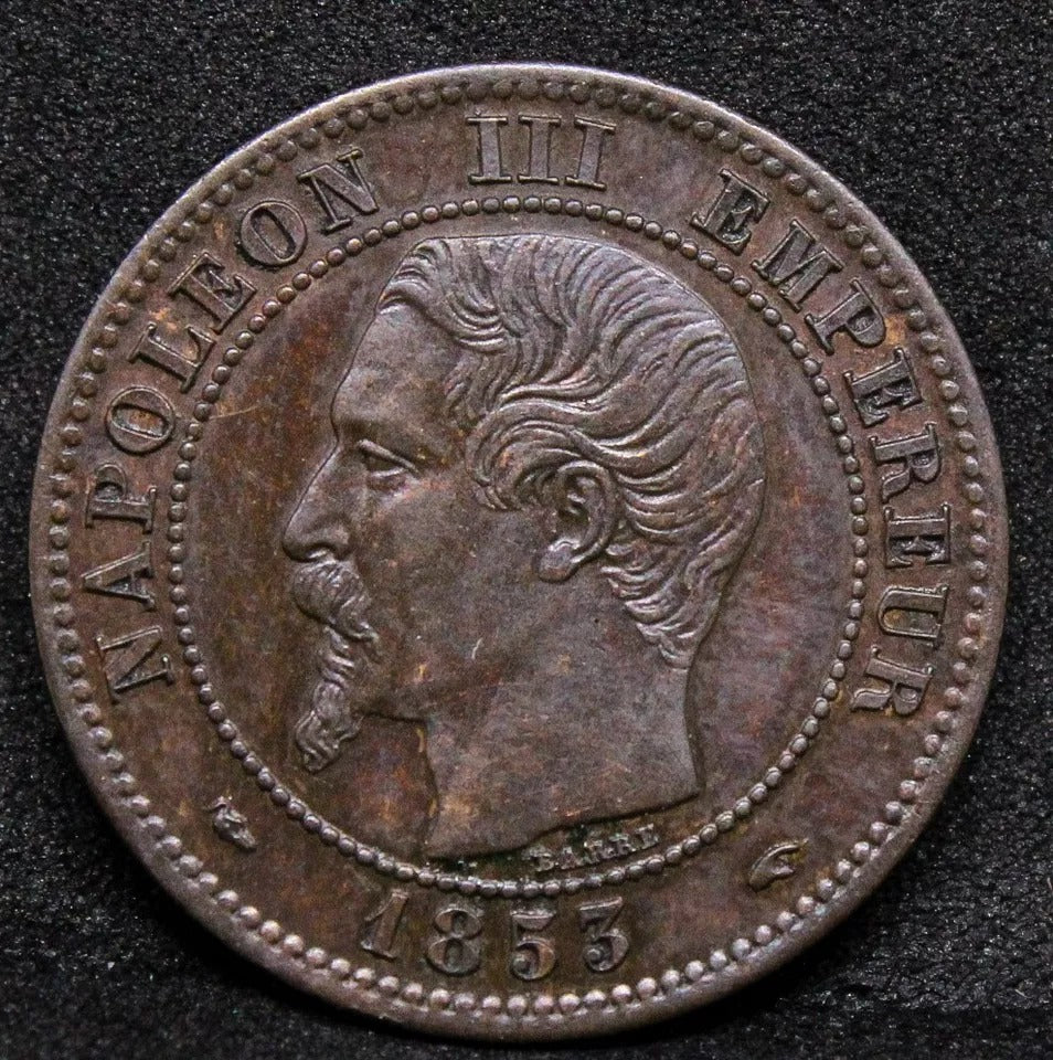 1853-A Deux/2 Centimes - Napoleon III - France UNC, chocolate tone