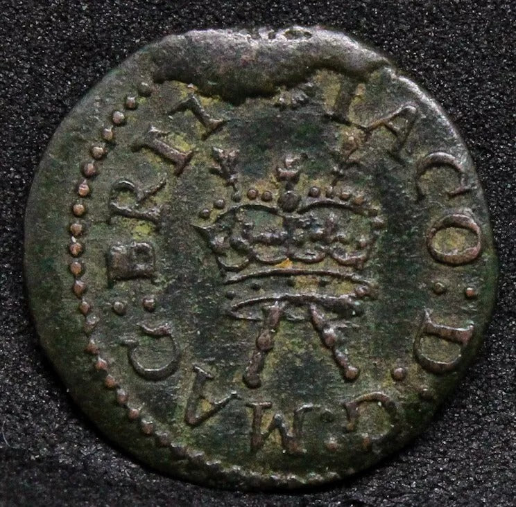 charles richmond copper farthing, 1625-34. MM.rose +cud Error SOLD..