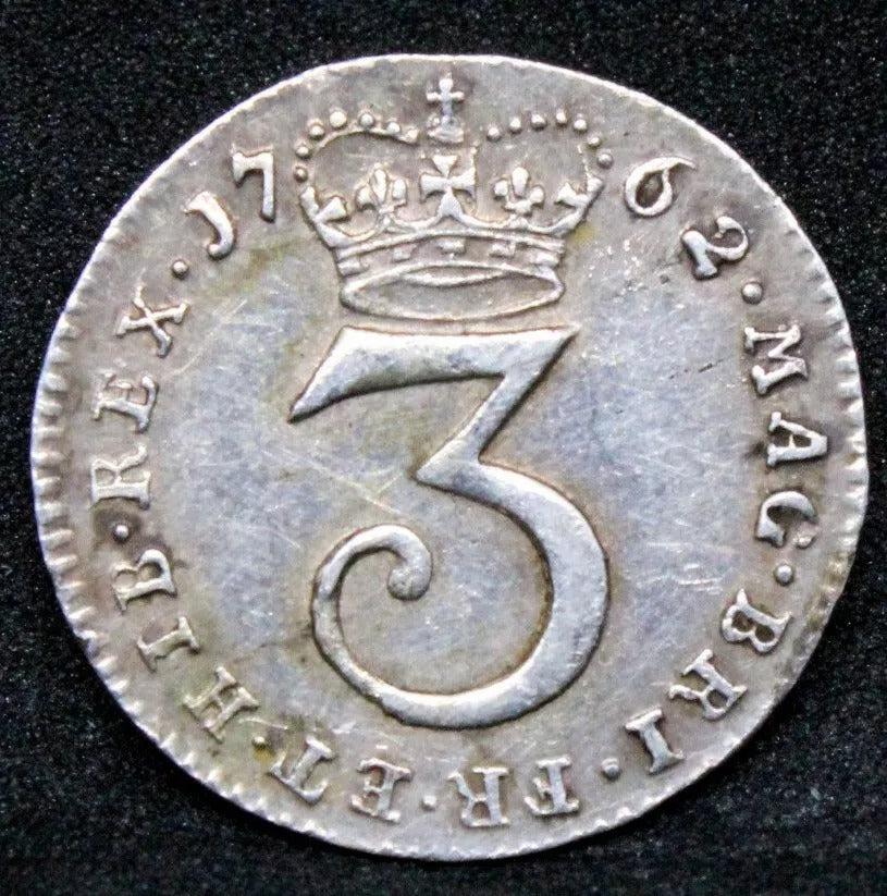 1762 Maundy 3 Pence, George III EF