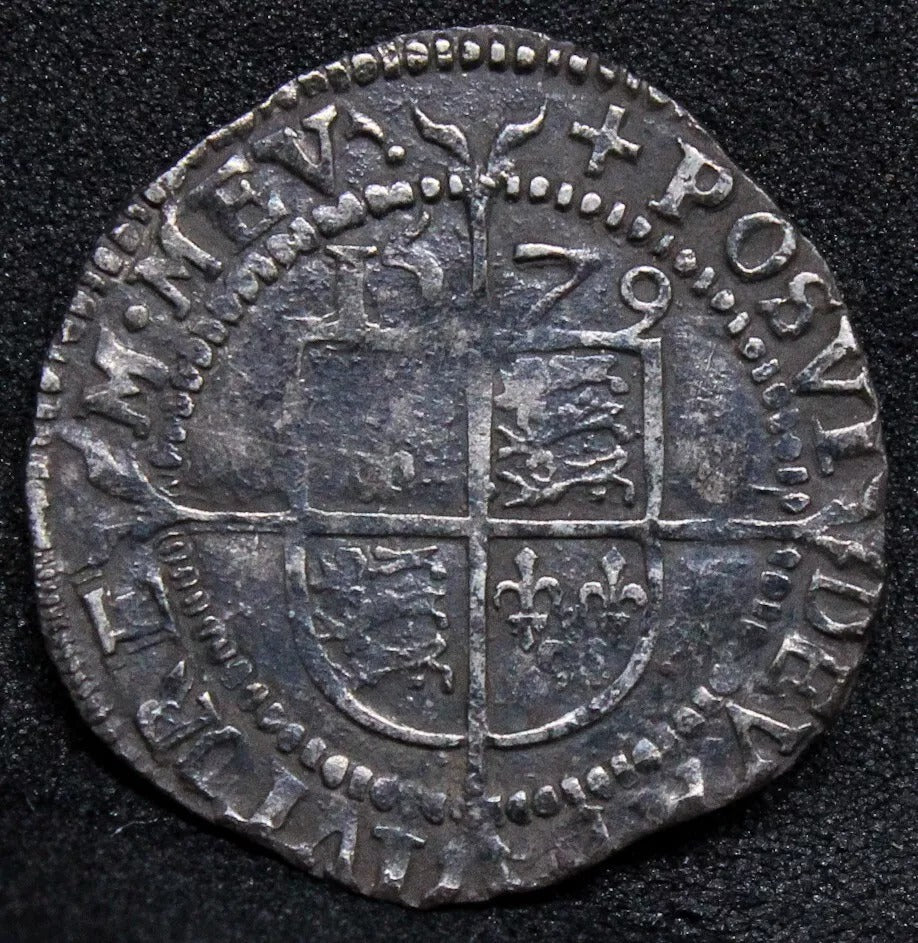 Three Pence, 1579, Hammered Elizabeth Coin. MM > Grek Cross S.2573