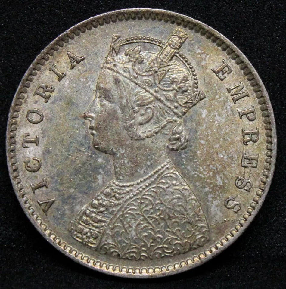 1/2 rupee 1899 reverse B, British-India. Queen Victoria. KM-491 aUNC