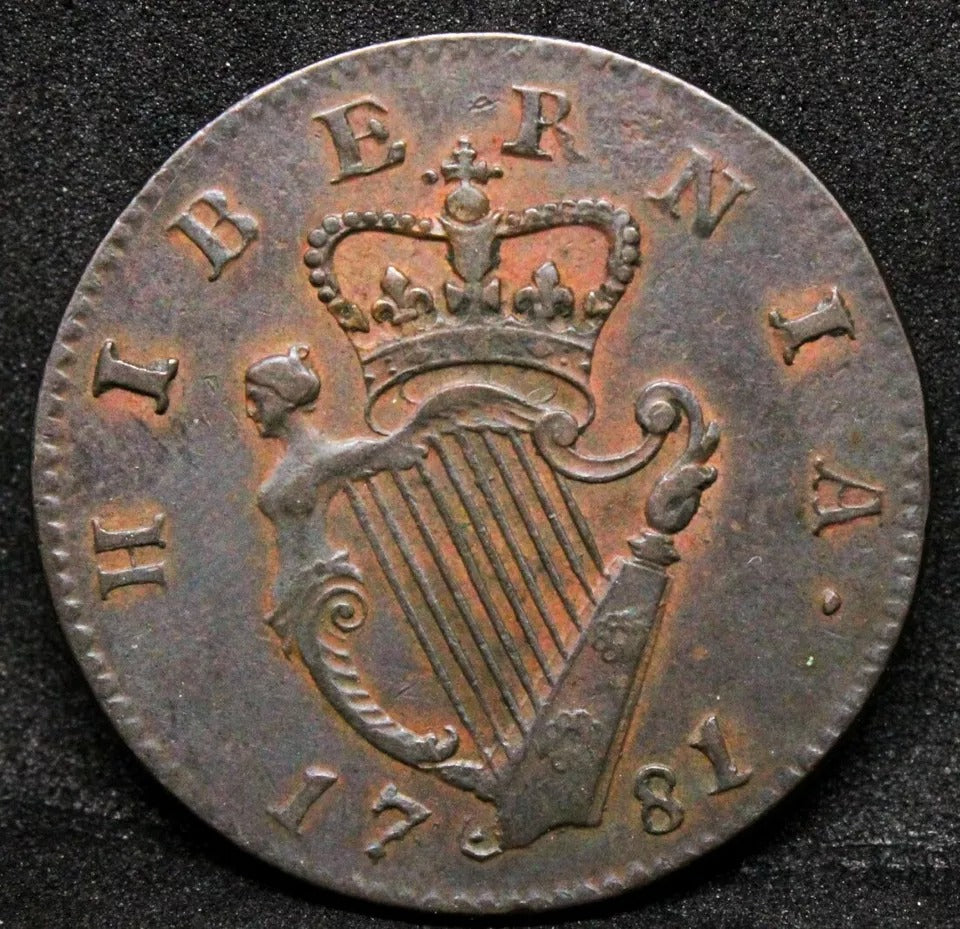 1781 1/2 Penny, Ireland. George III. KM-140 aUNC
