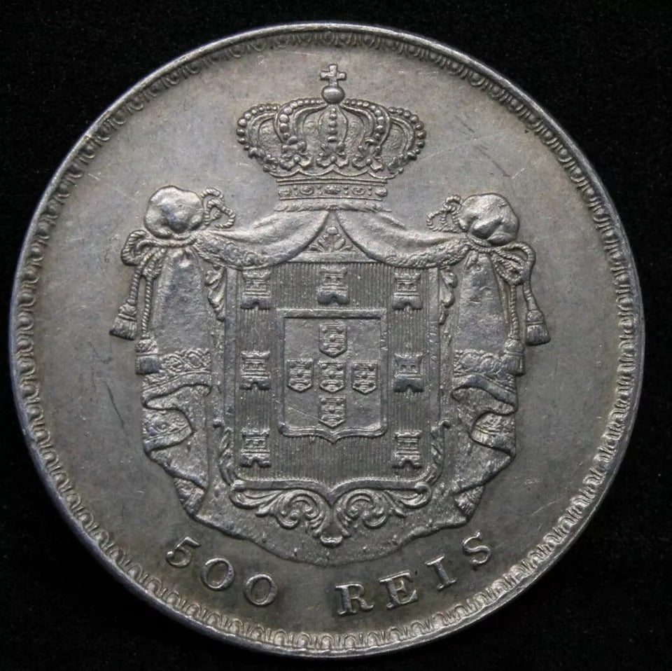 500 Reis 1858 Portugal, Pedro V. Lisbon Mint. Km-498 UNC