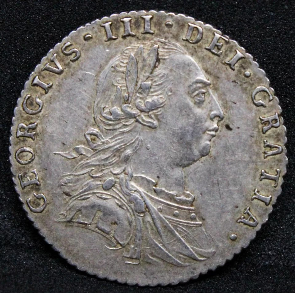 1787 6 pence George III EF. With semée of hearts S.3749. EF