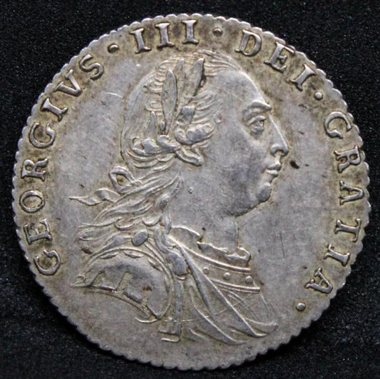 1787 6 pence George III EF. With semée of hearts S.3749. EF