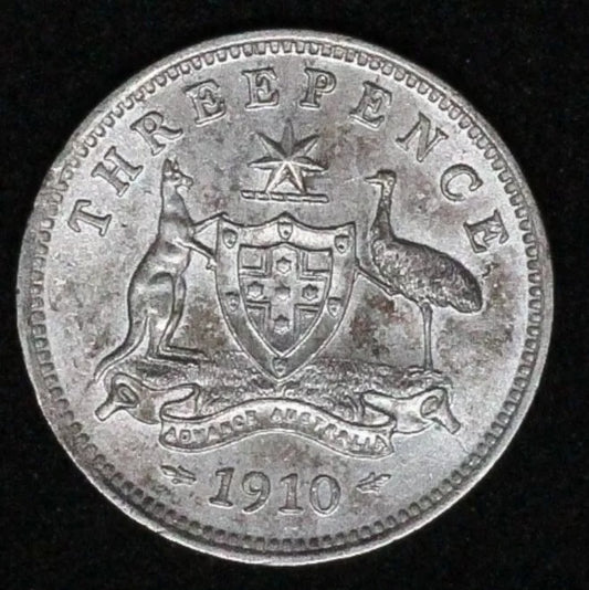 1910 Australia 3 pence UNC, Edward VII #2