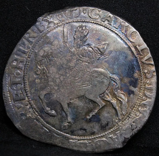 Charles I 1/2 Crown, Hammered silver coin. S.2213. MM > (P) parliament issue