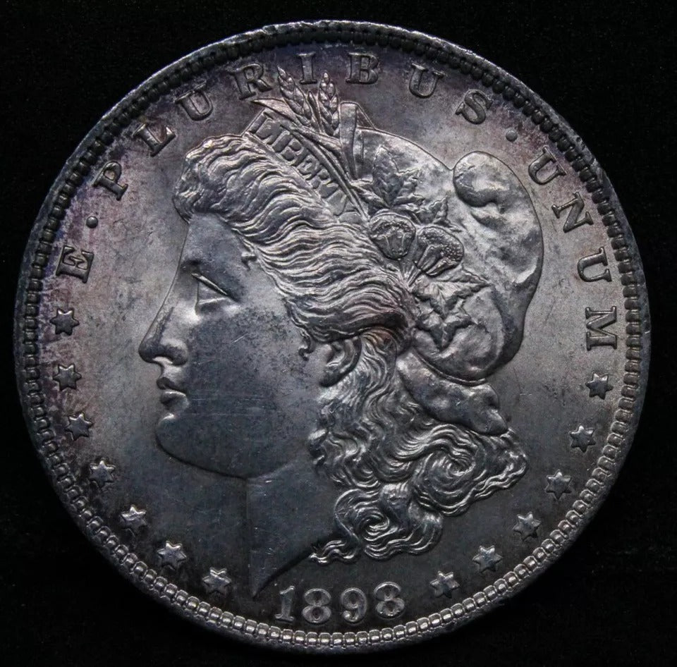 1898 Morgan Dollar $1, United States America Coin, USA Silver Coin. BU cond