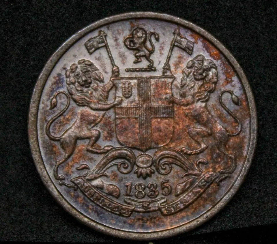 1835 India-British 1/4 Anna KM 446.2 East India Company UNC
