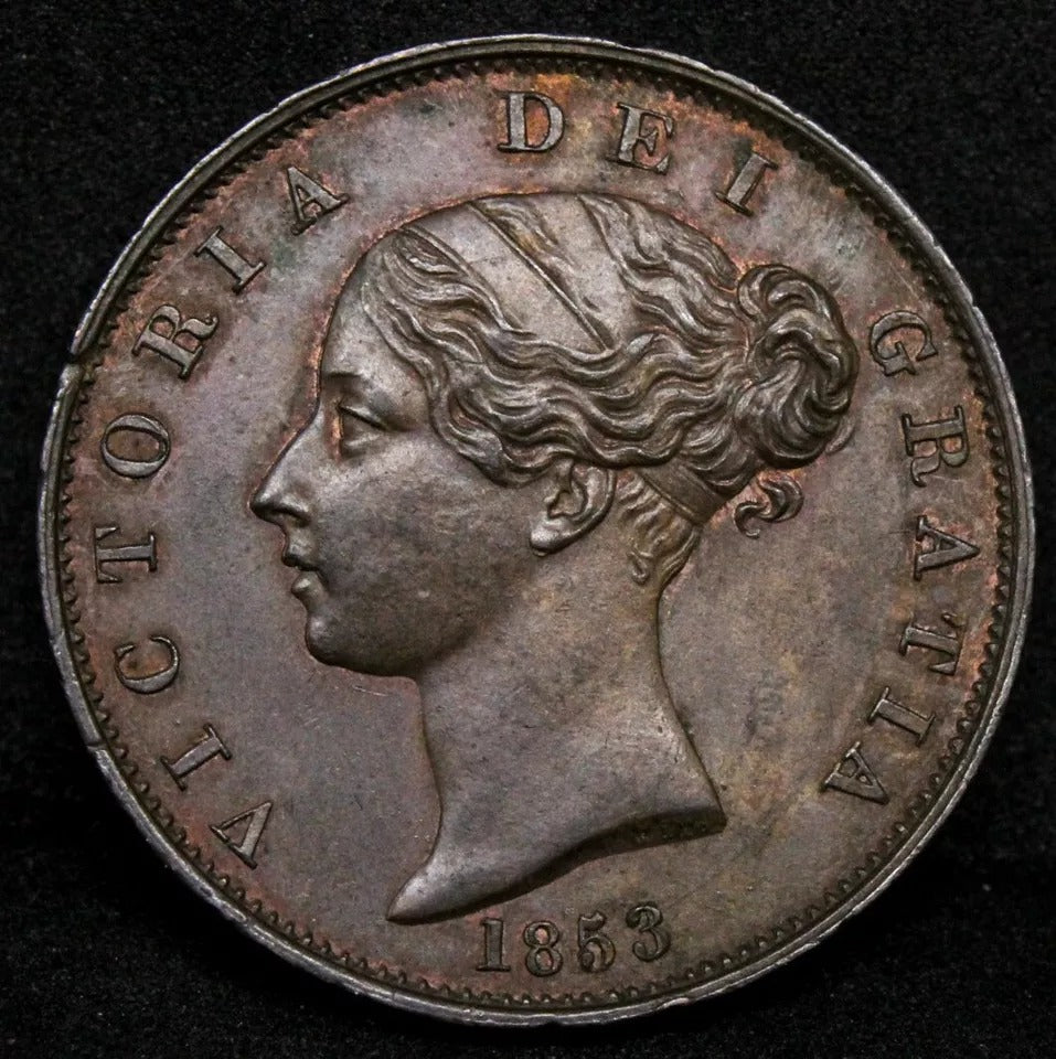 1853 1/2 Penny, Great Britain. Queen Victoria. S.3949 aUNC