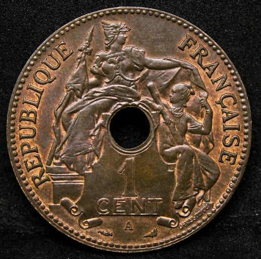 1897 -A French Indo-China Cent KM 8 UNC some remaining lustre