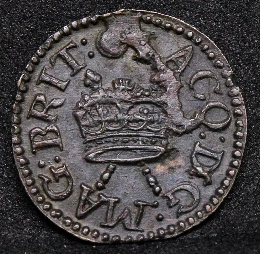 James Lennox Round Farthing. 1614-25 MM-ball, very high grade